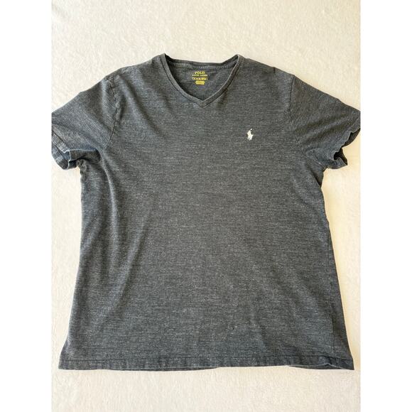 Polo Ralph Lauren Mens V Neck Size XL Cotton Tshirt Heather Gray Casual Classic - Picture 1 of 8